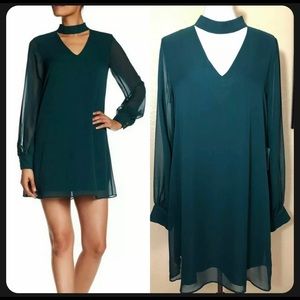 Forest green shift mini dress